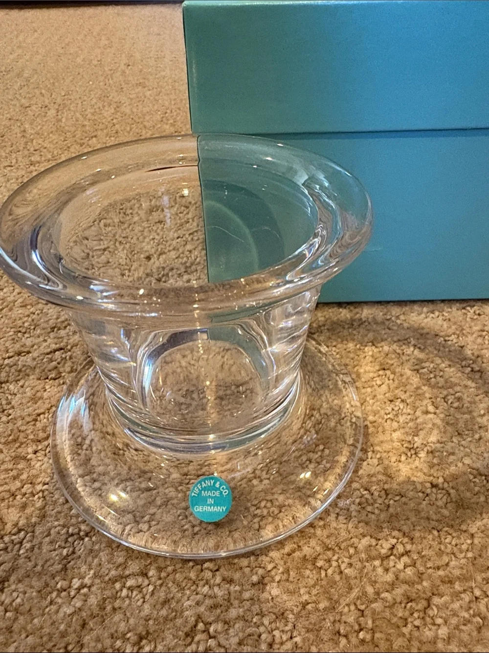 Tiffany & Co. Crystal Votive Holder with Signature Blue Accent